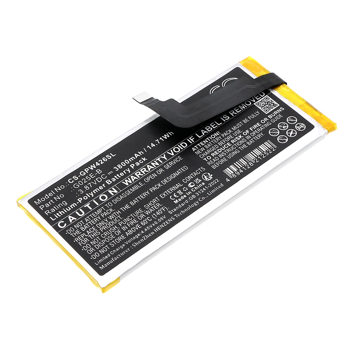 Replacement Battery for Google G025E – Mobile, SmartPhone – 3800mAh / 3.87V