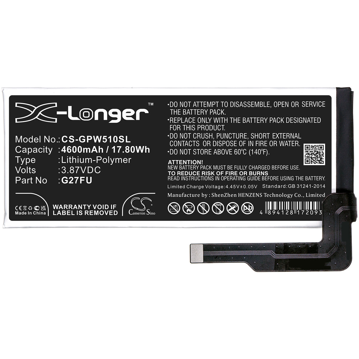 Replacement Battery for Google Pixel 5A – Mobile, SmartPhone – 4600mAh / 3.87V