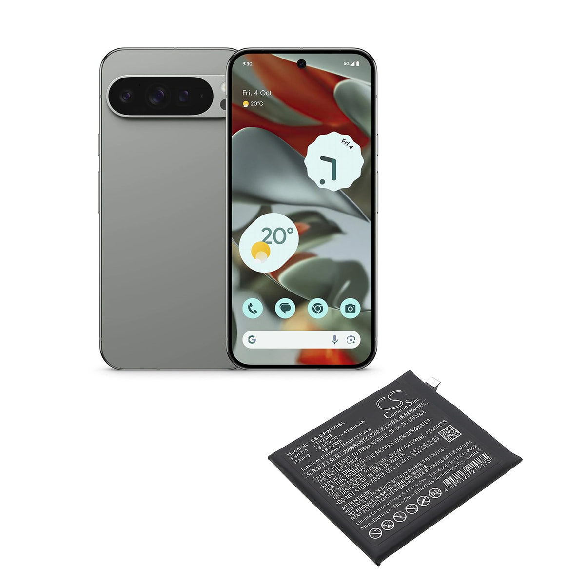 Replacement Battery for Google GQ57S – Mobile, SmartPhone – 4940mAh / 3.89V