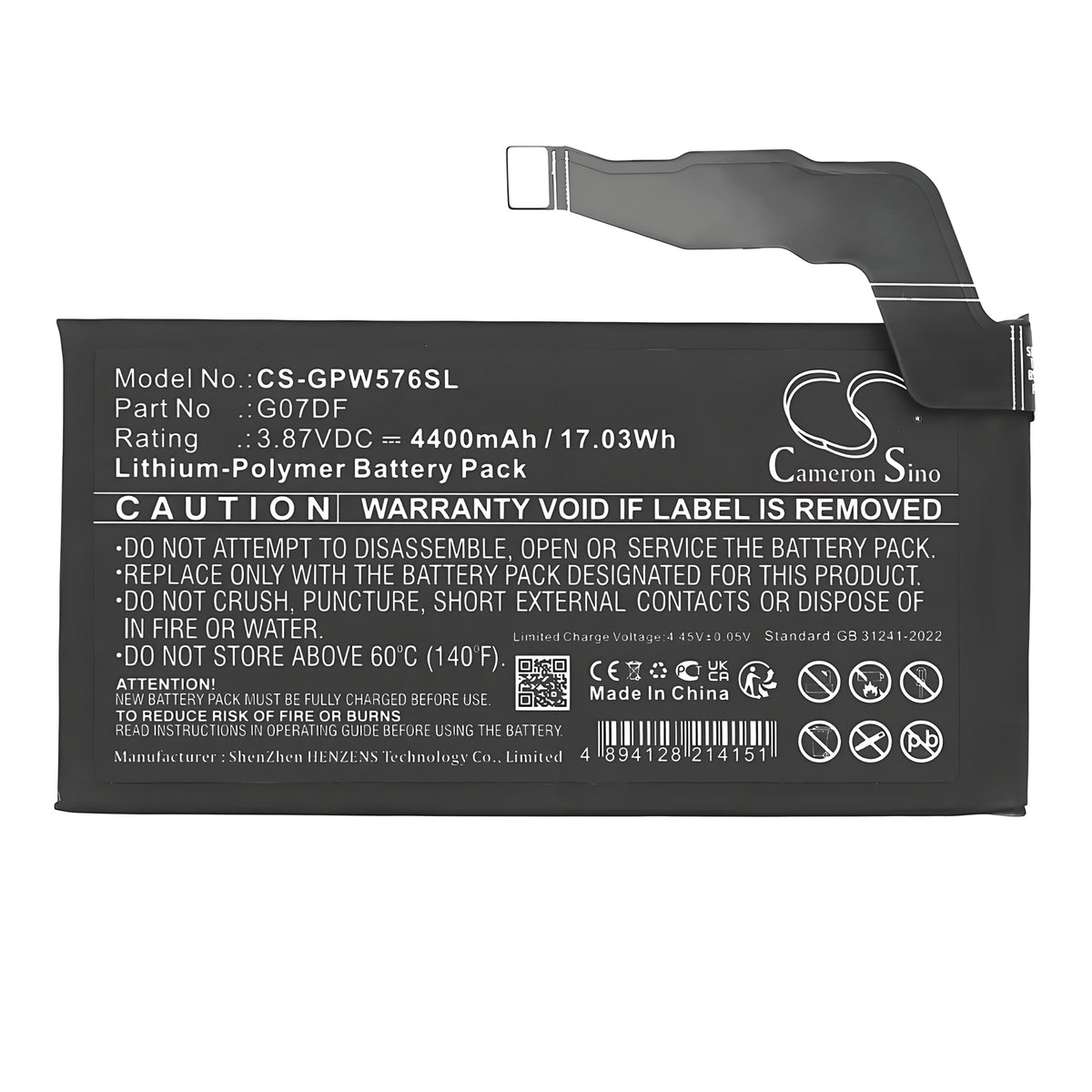 Replacement Battery for Google G576D – Mobile, SmartPhone – 4400mAh / 3.87V