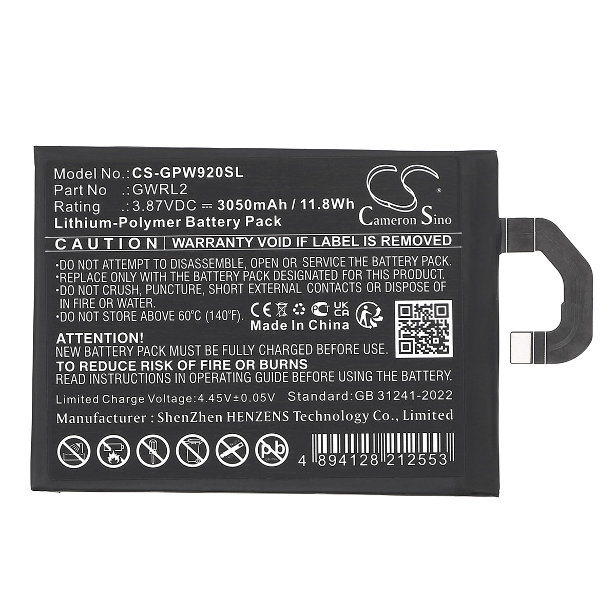 Replacement Battery for Google GC15S – Mobile, SmartPhone – 3050mAh / 3.87V