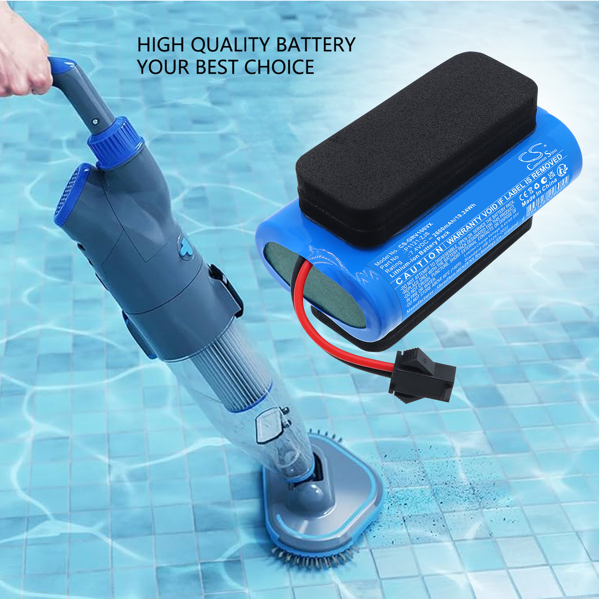 Replacement Battery for GRE Electric Super Vac VCB10P – Vacuum – 2600mAh / 7.4V