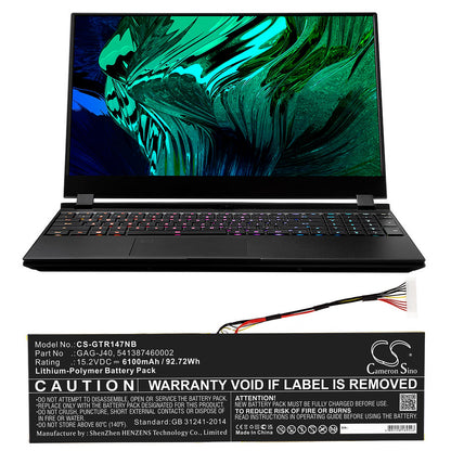 Replacement Battery for Aorus  17 YA Gaming – Notebook, Laptop – 6100mAh / 92.72Wh / 15.2V