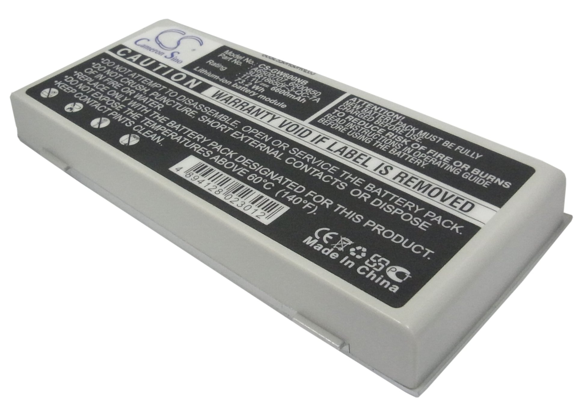 Replacement Battery for Gateway Solo 600 – Notebook, Laptop – 6600mAh / 11.1V - image 1