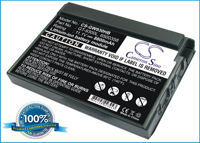 Replacement Battery for Gateway Solo 9300 – Notebook, Laptop – 8800mAh / 11.1V - image 1