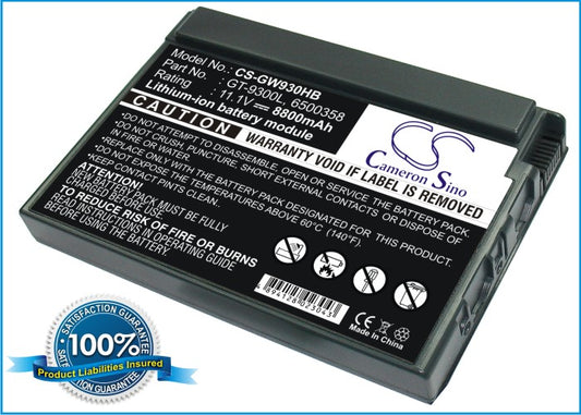 Replacement Battery for Gateway Solo 9300 – Notebook, Laptop – 8800mAh / 11.1V - image 1