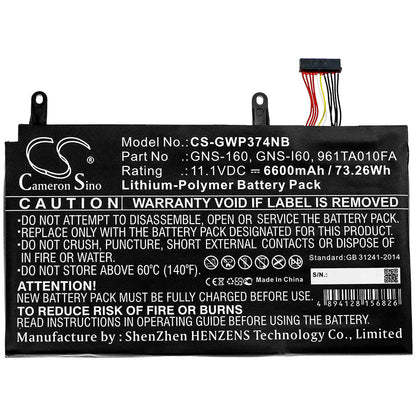 Replacement Battery for Gigabyte  P35G – Notebook, Laptop – 6600mAh / 73.26Wh / 11.1V