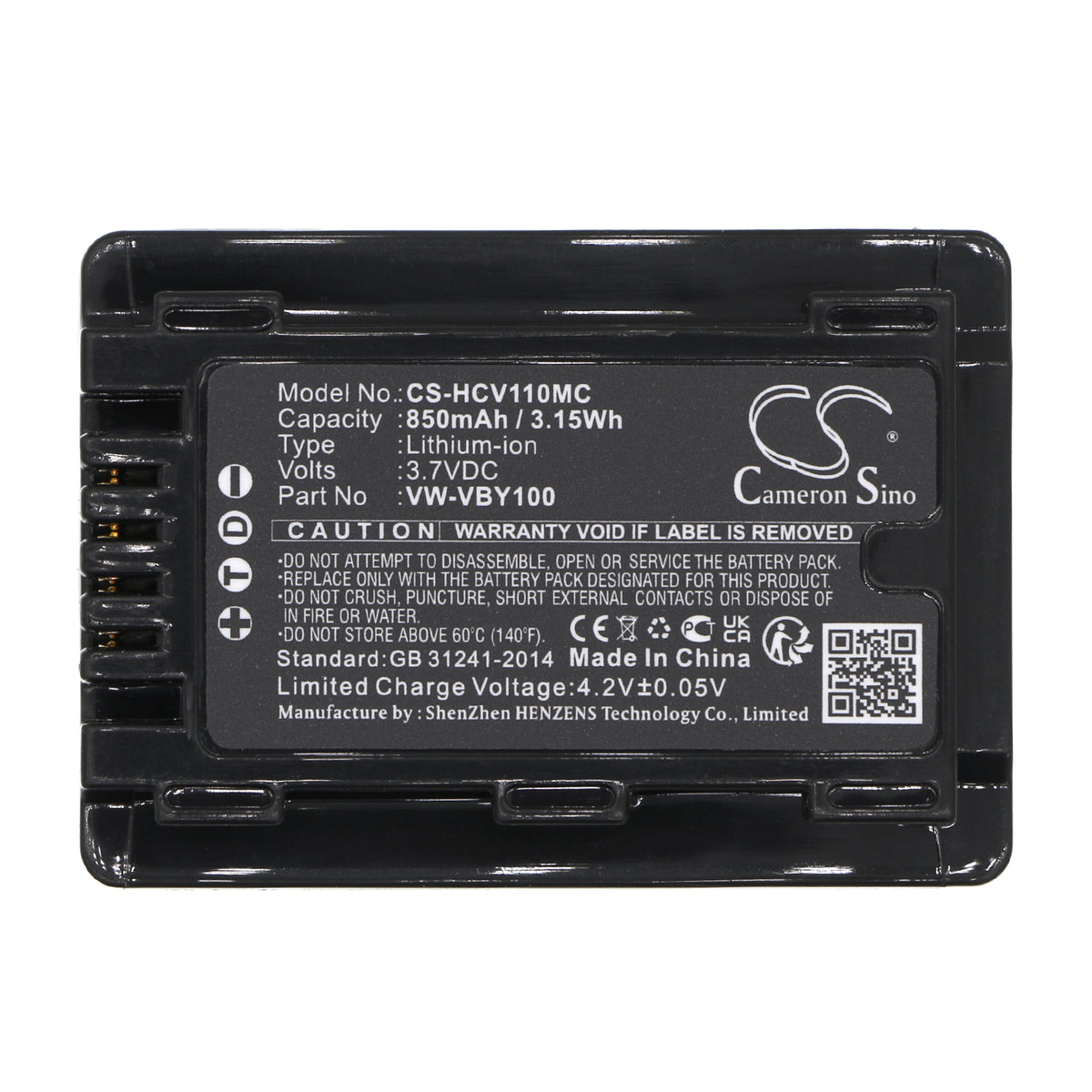 Replacement Battery for Panasonic HC-V110 – Camera – 850mAh / 3.7V