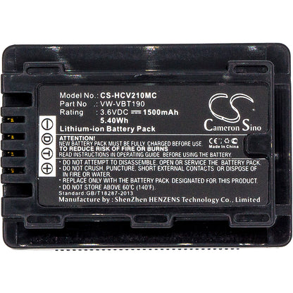 Replacement Battery for Panasonic HC-V520M – Camera – 1500mAh / 3.6V