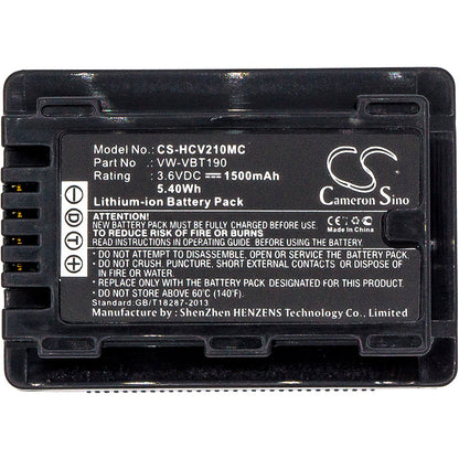 Replacement Battery for Panasonic  HC-250EB – Camera – 1500mAh / 5.40Wh / 3.6V