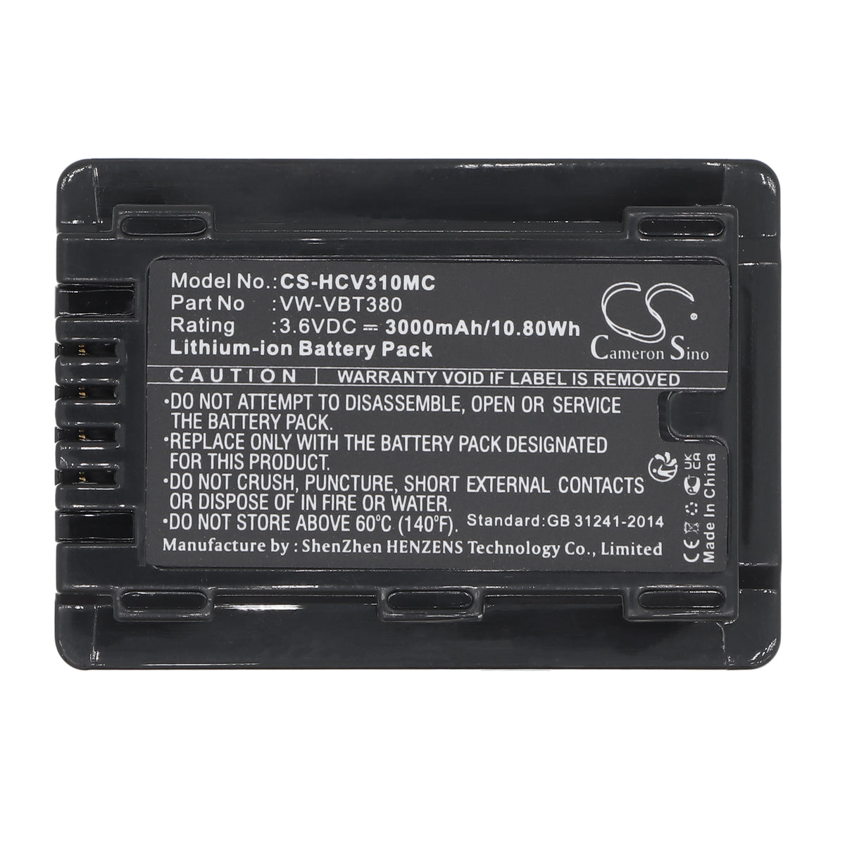 Replacement Battery for Panasonic HC-V520M – Camera – 3000mAh / 3.6V