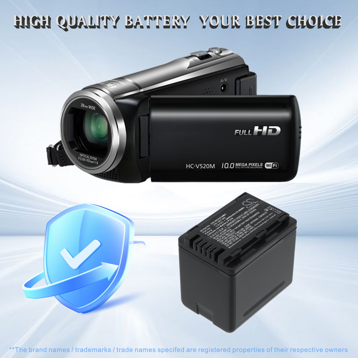 Replacement Battery for Panasonic HC-V520M – Camera – 3000mAh / 3.6V