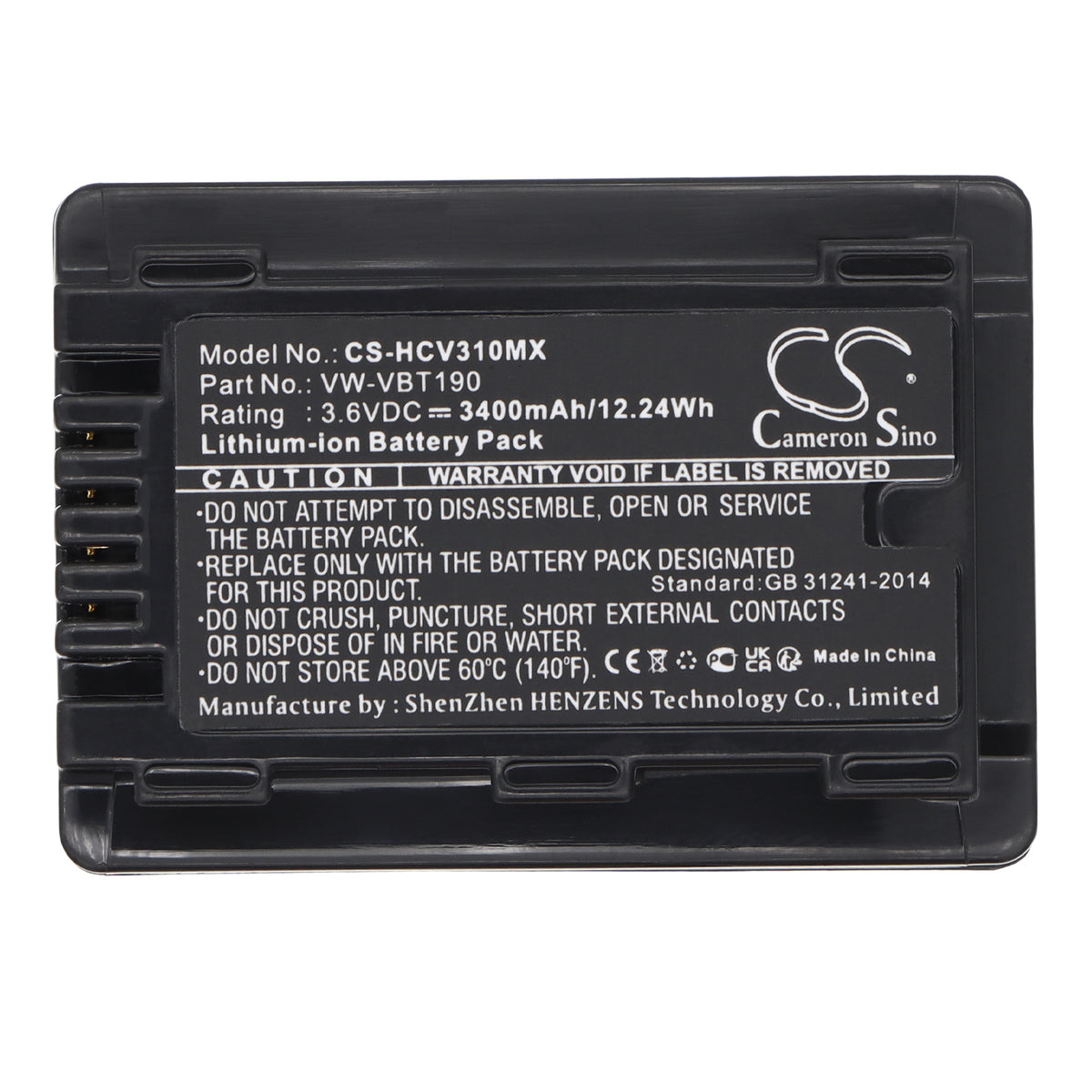 Replacement Battery for Panasonic HC-V520M – Camera – 3400mAh / 3.6V