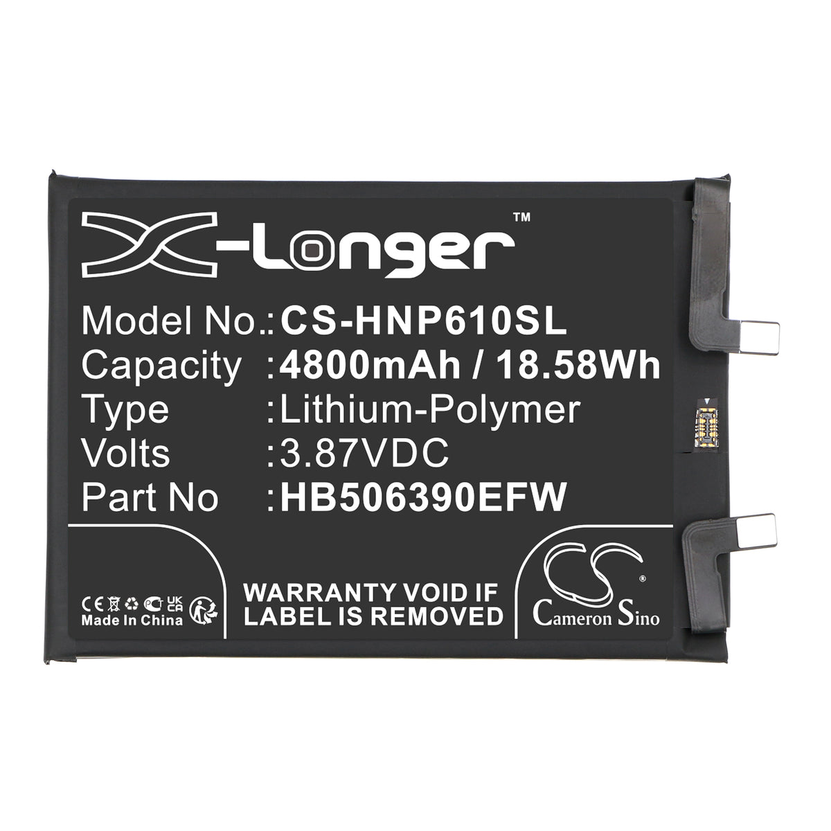 Replacement Battery for Honor 60 Pro 5G – Mobile, SmartPhone – 4800mAh / 3.87V