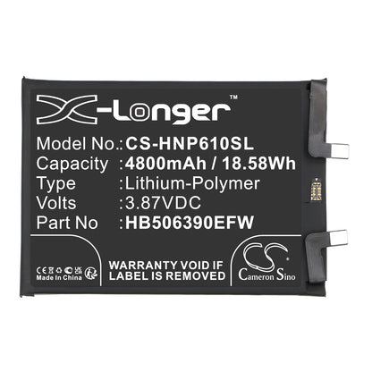 Replacement Battery for Honor 60 Pro 5G – Mobile, SmartPhone – 4800mAh / 3.87V