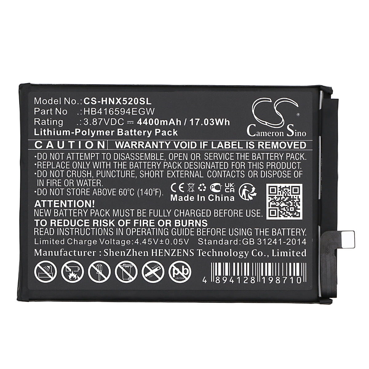 Replacement Battery for Honor X50i 5G – Mobile, SmartPhone – 4400mAh / 3.87V