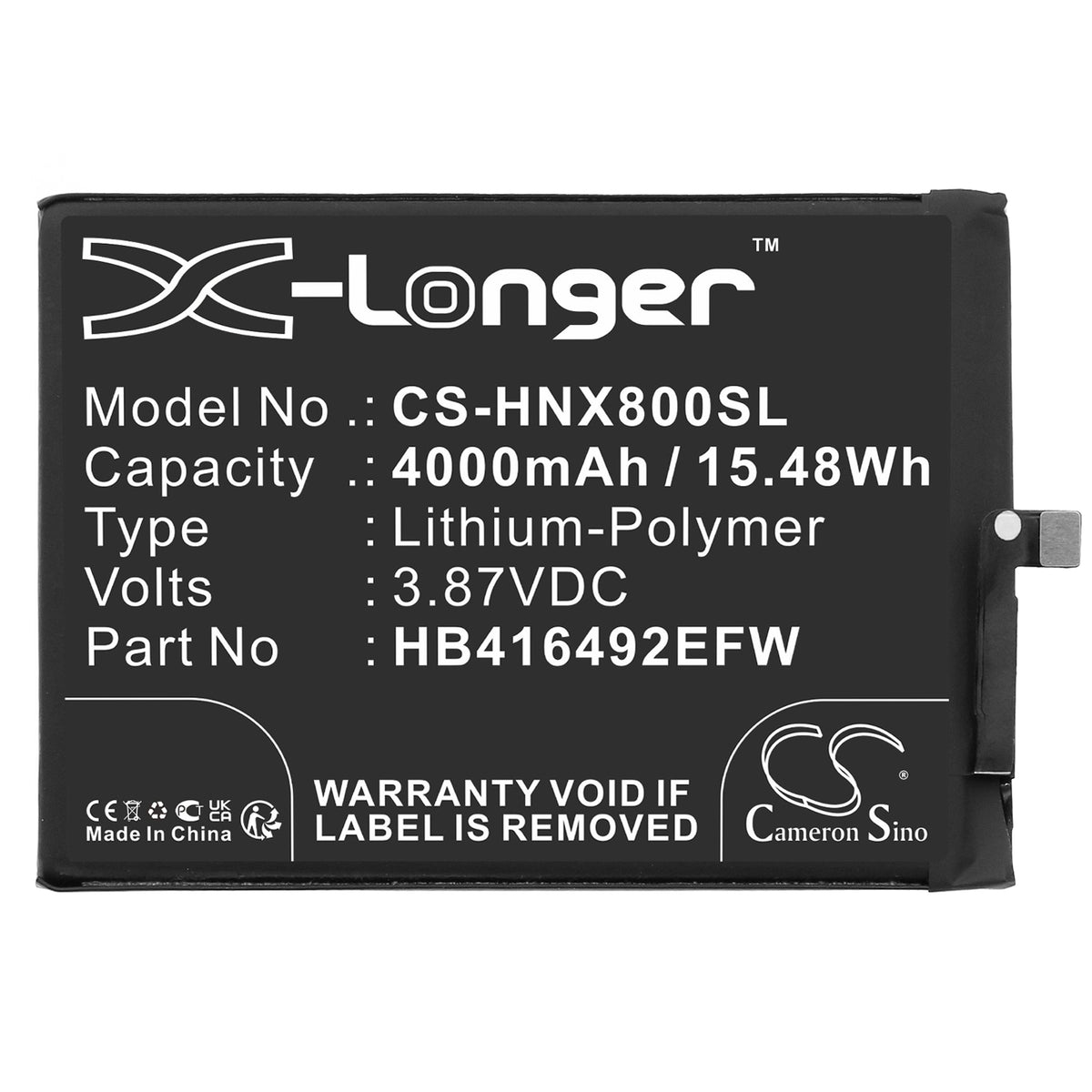Replacement Battery for Honor X8 4G – Mobile, SmartPhone – 4000mAh / 3.87V