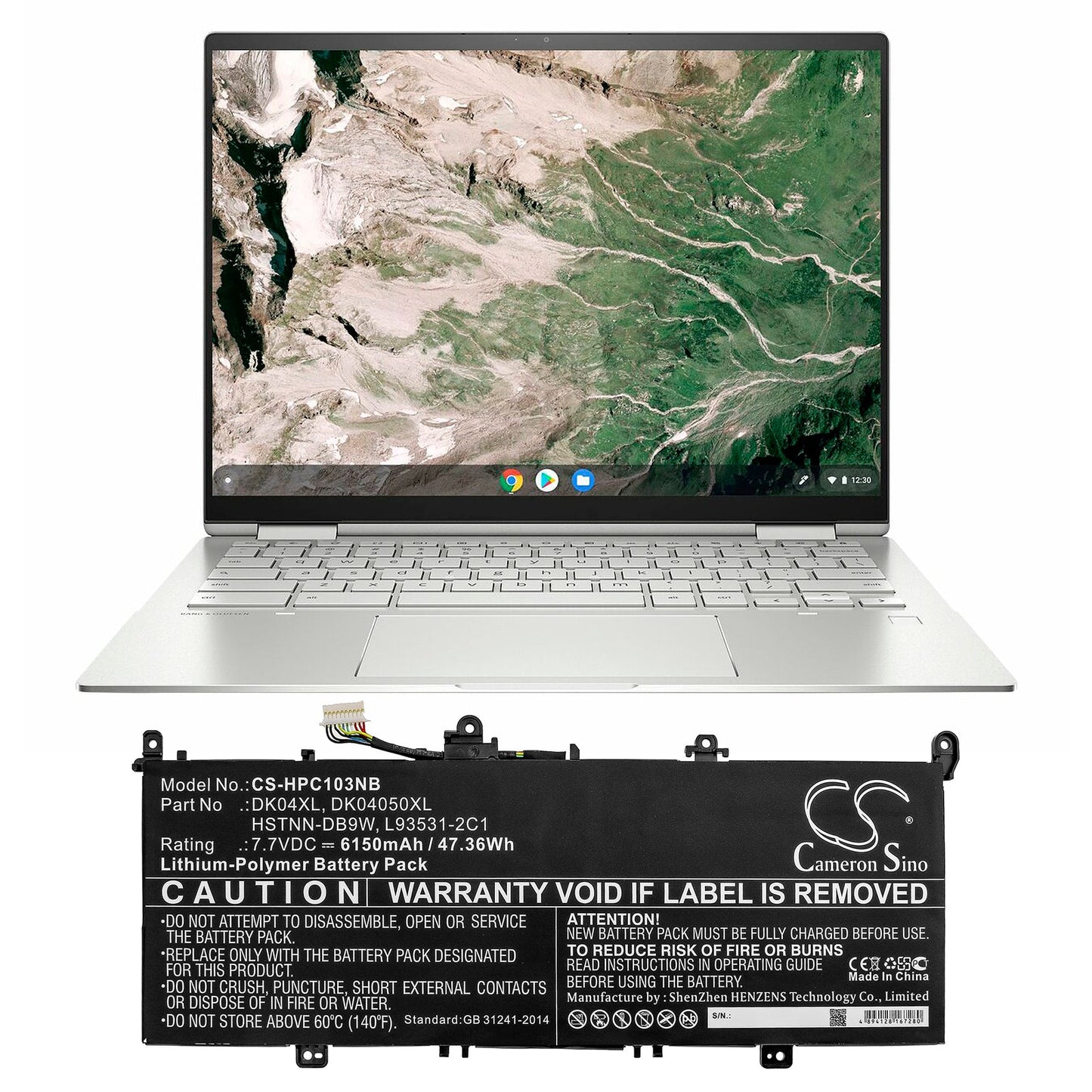 Replacement Battery for HP  Chromebook X360 13c – Notebook, Laptop – 6150mAh / 47.36Wh / 7.7V
