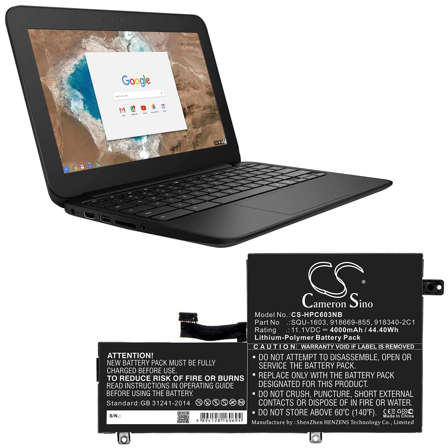 Replacement Battery for HP  11 G5 EE Chromebook – Notebook, Laptop – 4000mAh / 44.40Wh / 11.1V