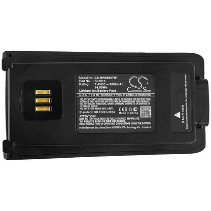 Replacement Battery for Hytera  PD985 – Two-Way Radio – 2000mAh / 14.80Wh / 7.4V