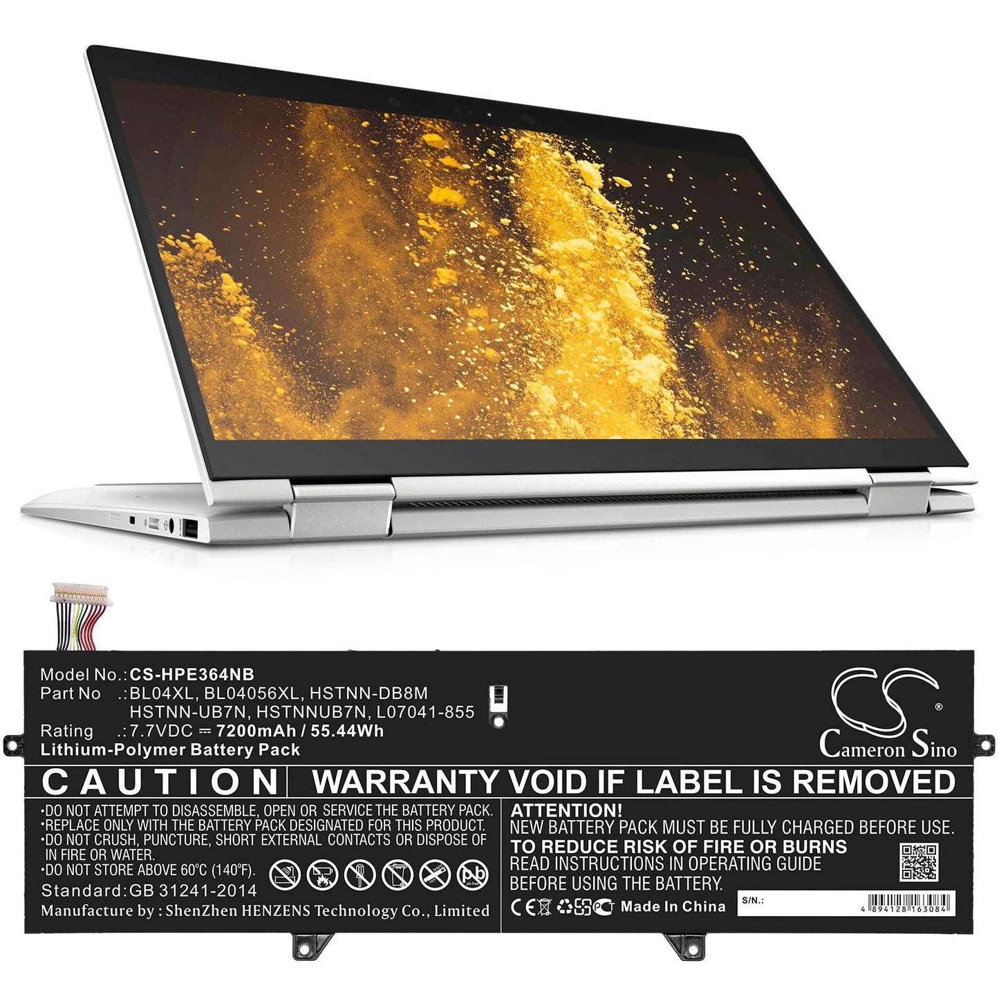 Replacement Battery for HP  ELITEBOOK X360 1040 G5 – Notebook, Laptop – 7200mAh / 55.44Wh / 7.7V