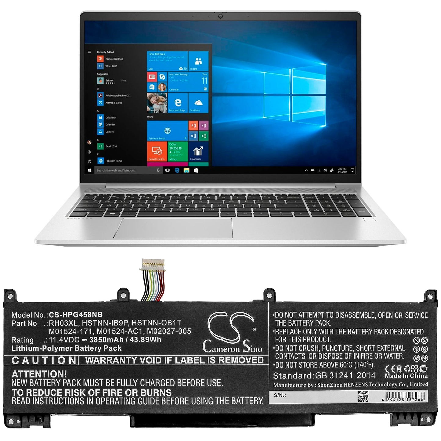 Replacement Battery for HP  ProBook 450 G8 – Notebook, Laptop – 3850mAh / 43.89Wh / 11.4V
