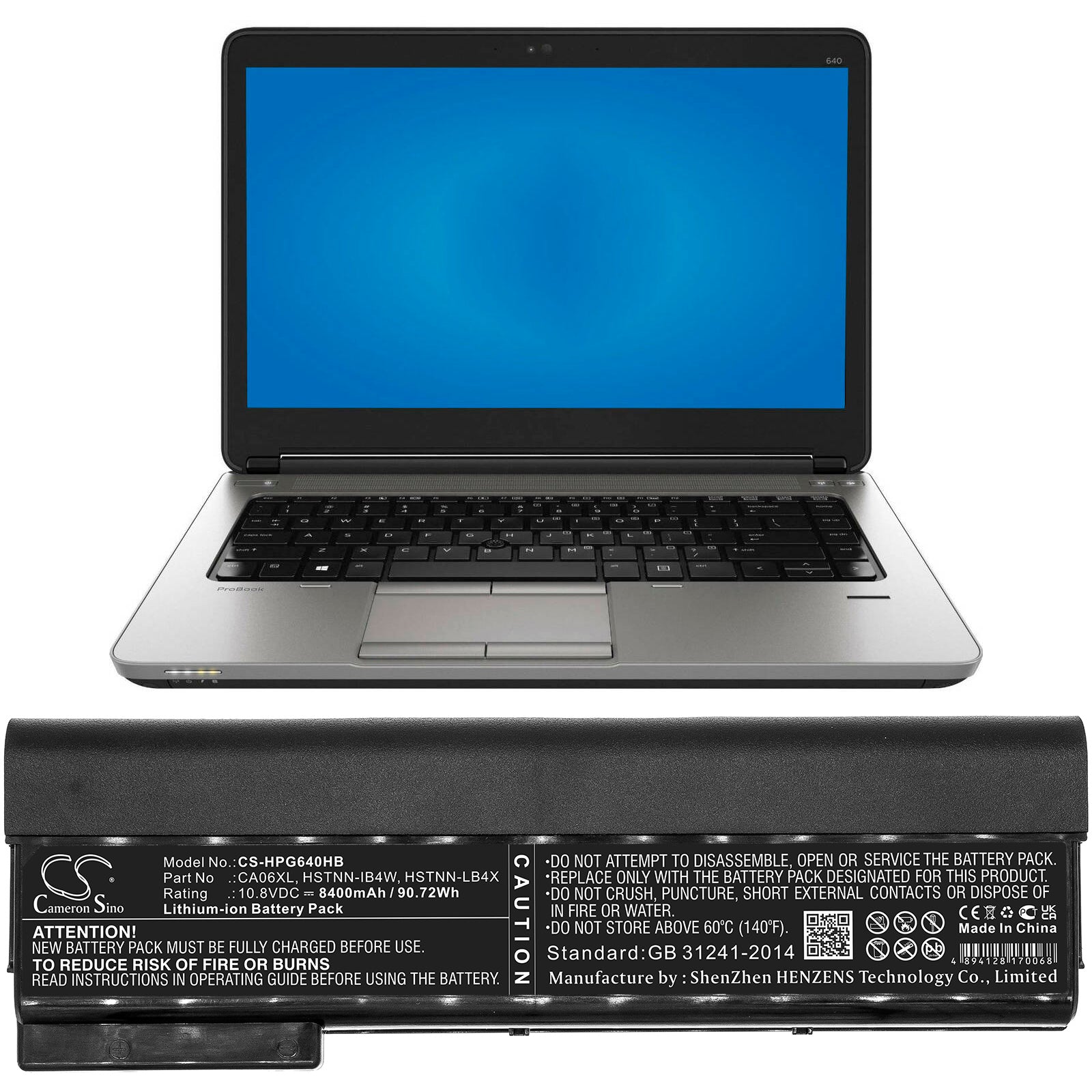 Replacement Battery for HP ProBook 640 G1 – Notebook, Laptop – 8400mAh / 10.8V - image 4
