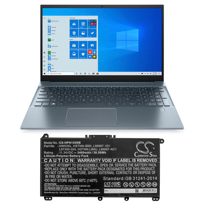 Replacement Battery for HP  Pavilion 15 15-EG0000 – Notebook, Laptop – 3400mAh / 38.56Wh / 11.34V