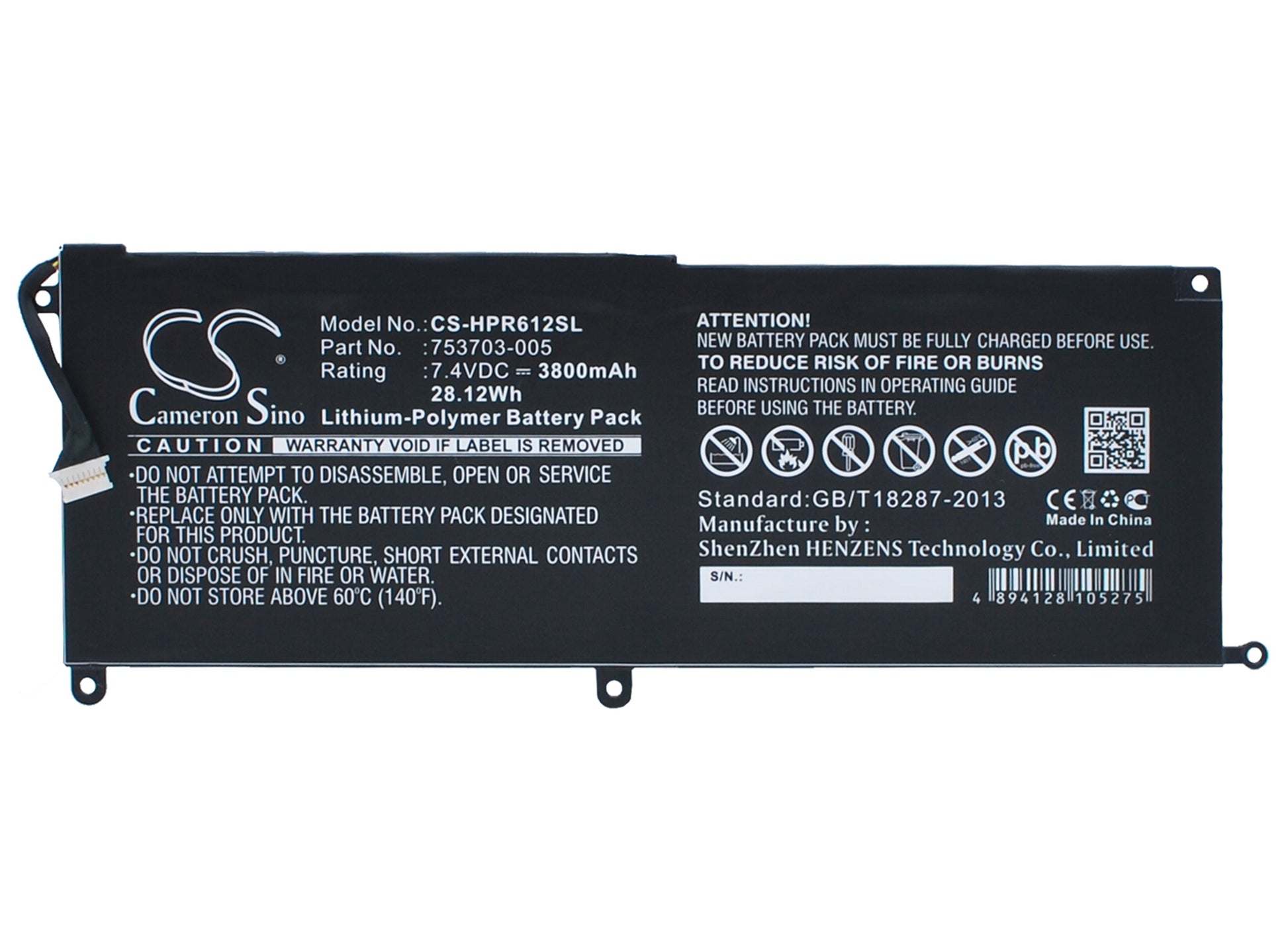 Replacement Battery for HP Pro x2 612 G1 – Tablet – 3800mAh / 7.4V - image 1