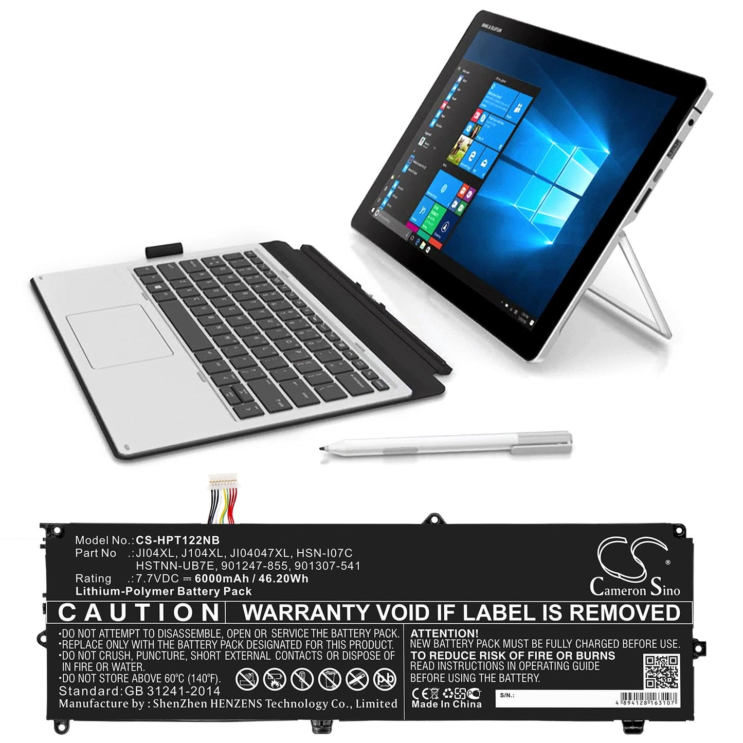 Replacement Battery for HP  Elite X2 1012 G2 – Notebook, Laptop – 6000mAh / 46.20Wh / 7.7V
