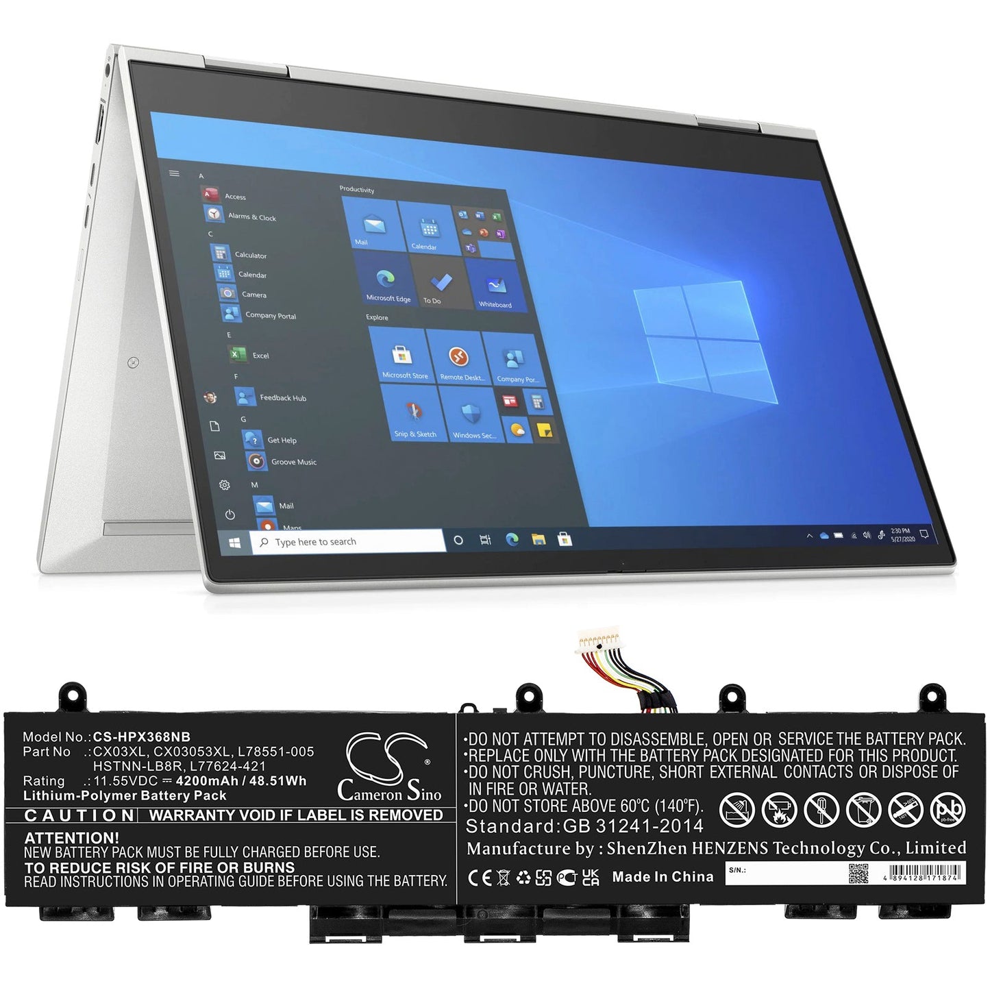 Replacement Battery for HP  EliteBook 855 G7 – Notebook, Laptop – 4200mAh / 48.51Wh / 11.55V