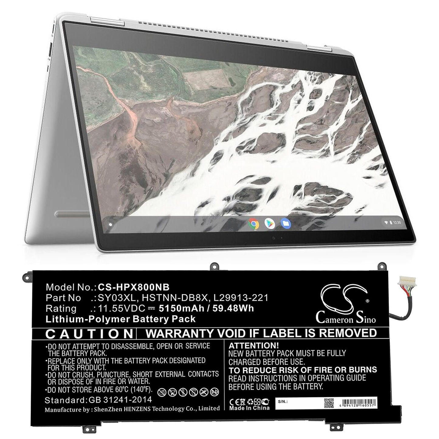 Replacement Battery for HP  Chromebook X360 14 G1 – Notebook, Laptop – 5150mAh / 59.48Wh / 11.55V