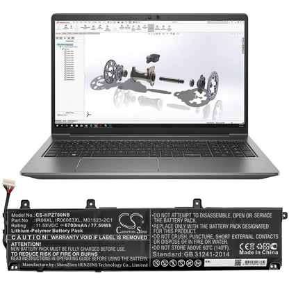 Replacement Battery for HP  ZBook Power G7 – Notebook, Laptop – 6700mAh / 77.59Wh / 11.58V