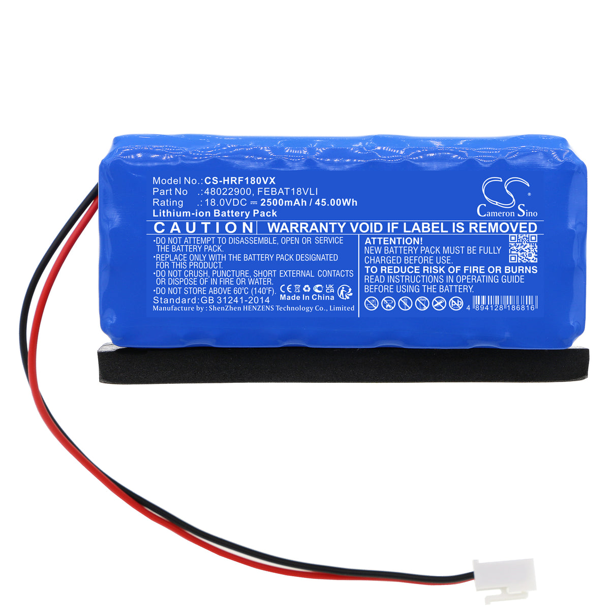 Replacement Battery for Hoover FE18ALi – Vacuum – 2500mAh / 18V