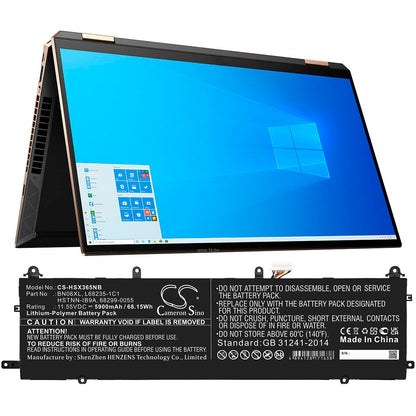 Replacement Battery for HP  Spectre X360 15-EB0005UR – Notebook, Laptop – 5900mAh / 68.15Wh / 11.55V