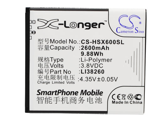 Replacement Battery for Hisense HS-X6 – Mobile, SmartPhone – 2600mAh / 3.8V