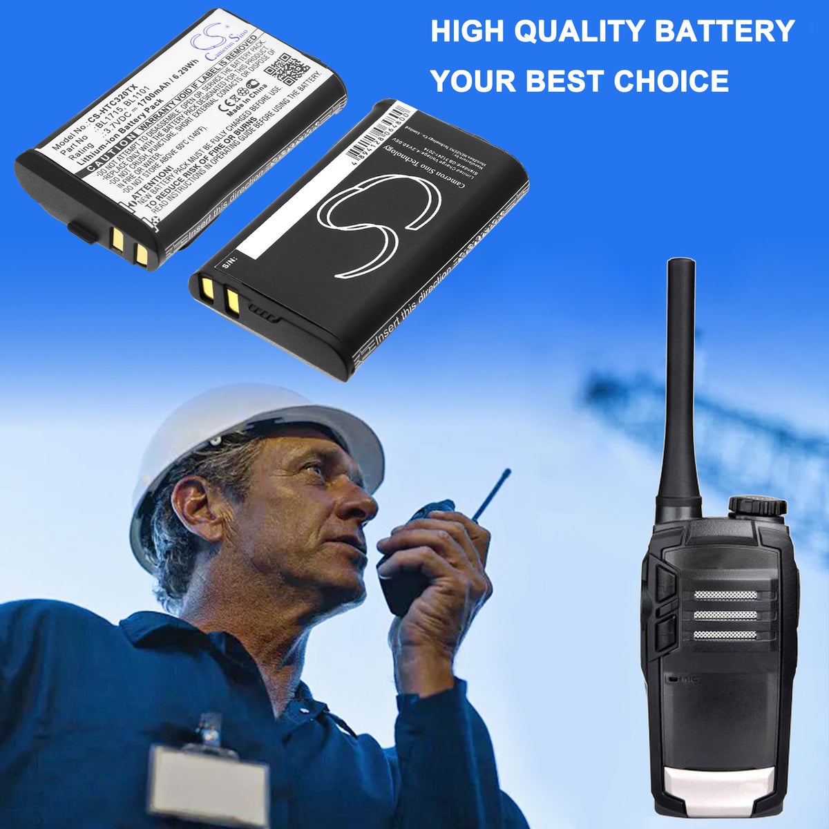 Replacement Battery for HYT TC-320 – Two-Way Radio – 1700mAh / 3.7V