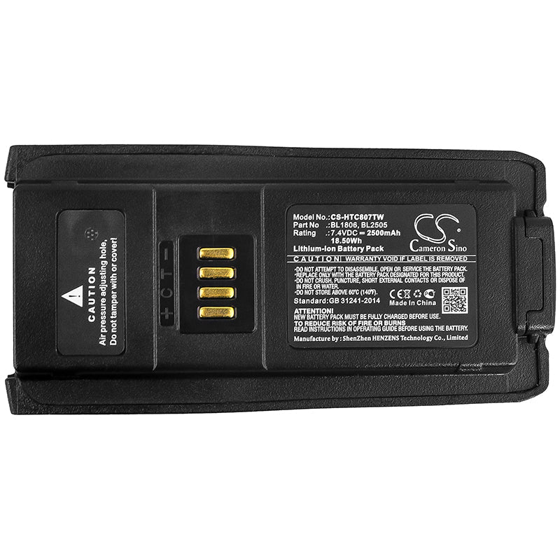 Replacement Battery for Hytera  PT580H – Two-Way Radio – 2500mAh / 18.50Wh / 7.4V