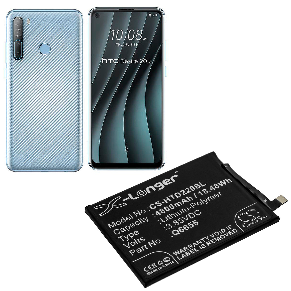 Replacement Battery for HTC Desire 20 Pro – Mobile, SmartPhone – 4800mAh / 3.85V