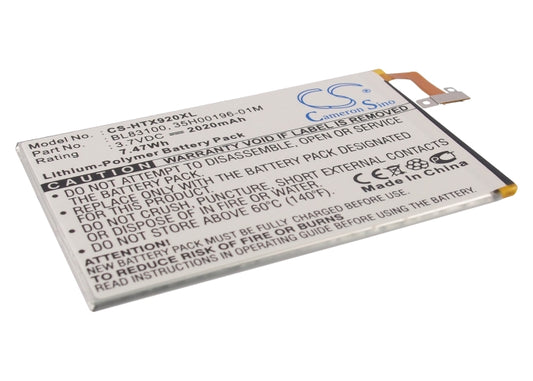 Replacement Battery for HTC J butterfly – Mobile, SmartPhone – 2020mAh / 3.8V