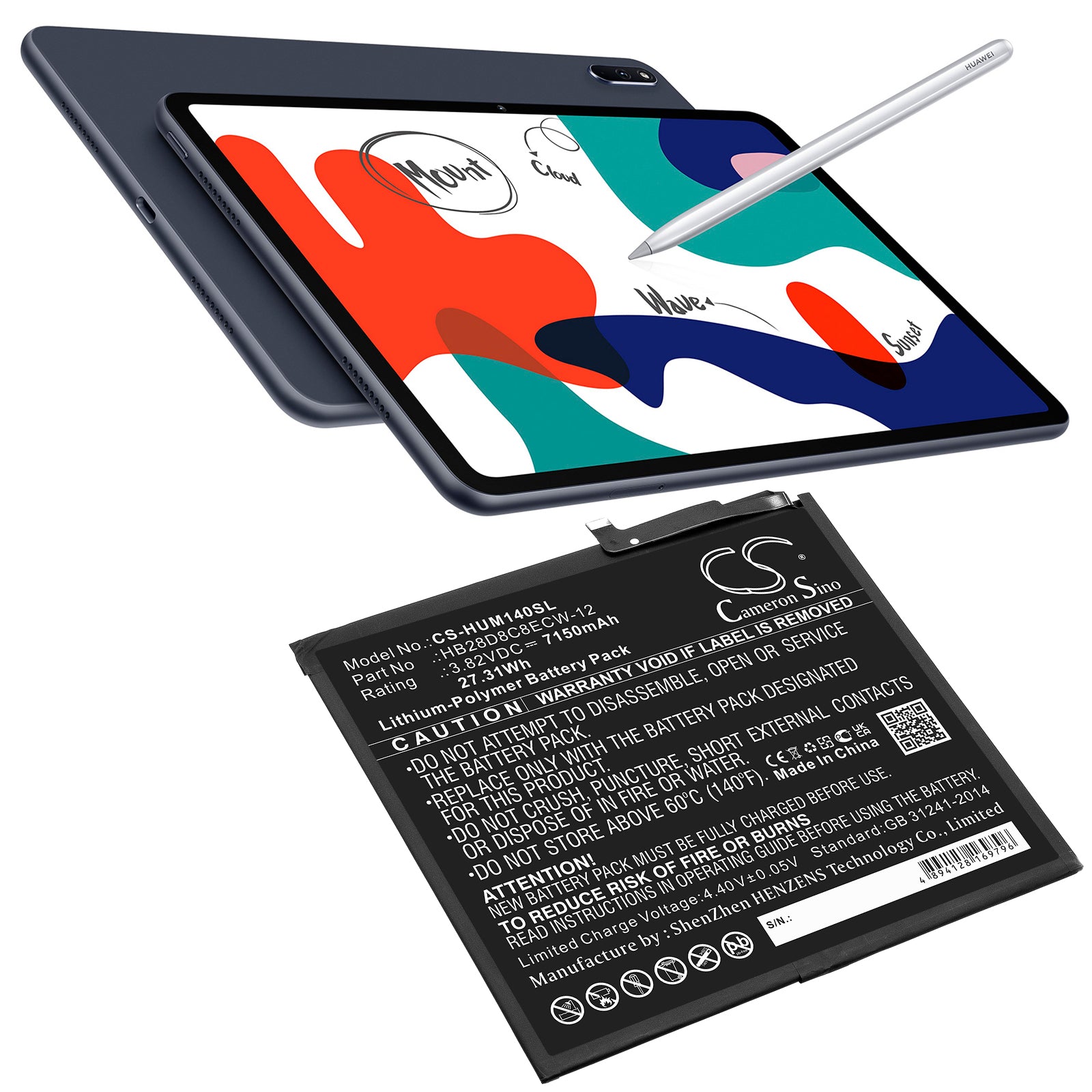 Replacement Battery for Huawei MatePad 10.4 2020 – Tablet – 7150mAh / 3.82V - image 5