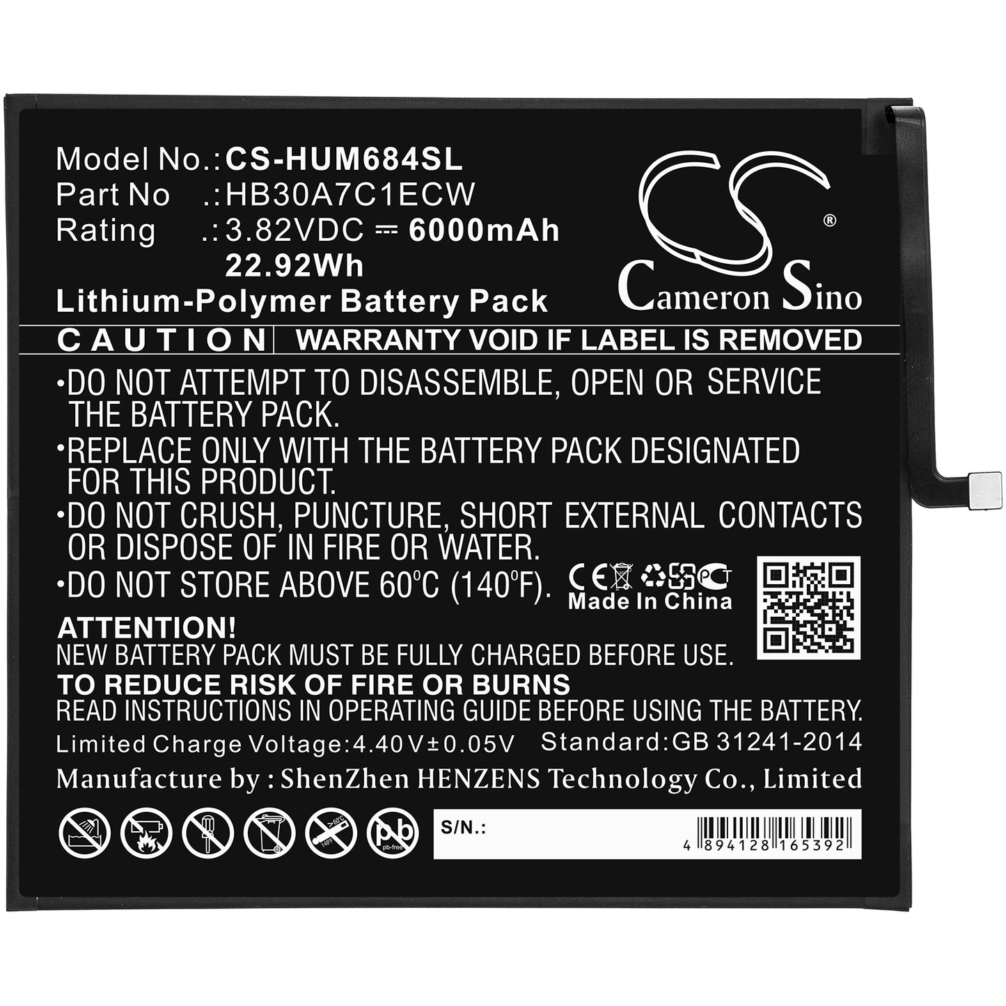 Replacement Battery for Huawei MediaPad M6 8.4 – Tablet – 6000mAh / 3.82V - image 3