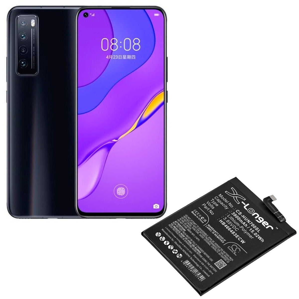 Replacement Battery for Huawei Nova 7 5G – Mobile, SmartPhone – 3900mAh / 3.85V