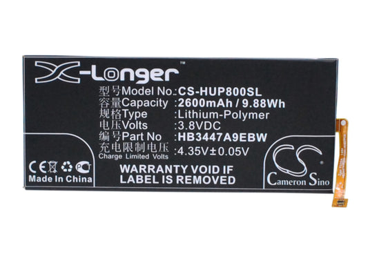 Replacement Battery for Huawei Ascend P8 – Mobile, SmartPhone – 2600mAh / 3.8V