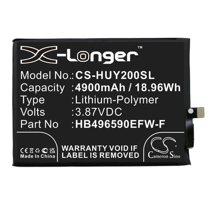 Replacement Battery for Huawei  Changwan 20 – Mobile, SmartPhone – 4900mAh / 18.96Wh / 3.87V