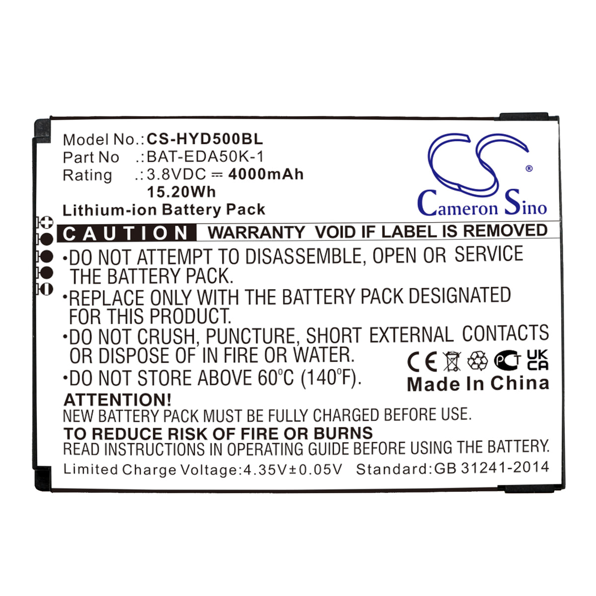 Replacement Battery for Honeywell EDA50K – Barcode Scanner – 4000mAh / 3.8V