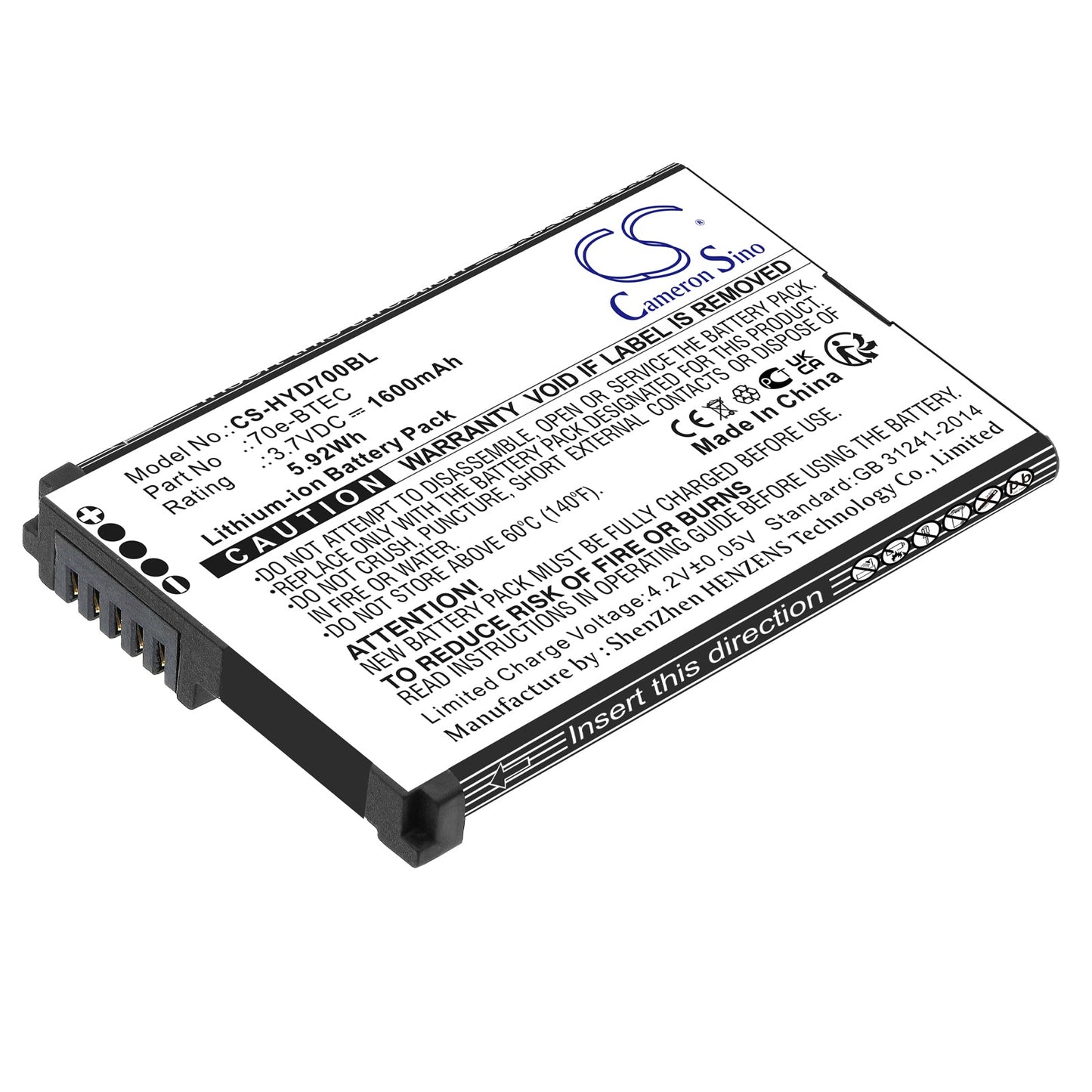 Replacement Battery for Dolphin  60s – Barcode Scanner – 1600mAh / 5.92Wh / 3.7V