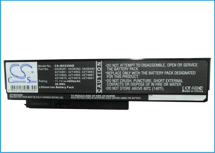 Replacement Battery for IBM  ThinkPad X220 – Notebook, Laptop – 4400mAh / 48.84Wh / 11.1V