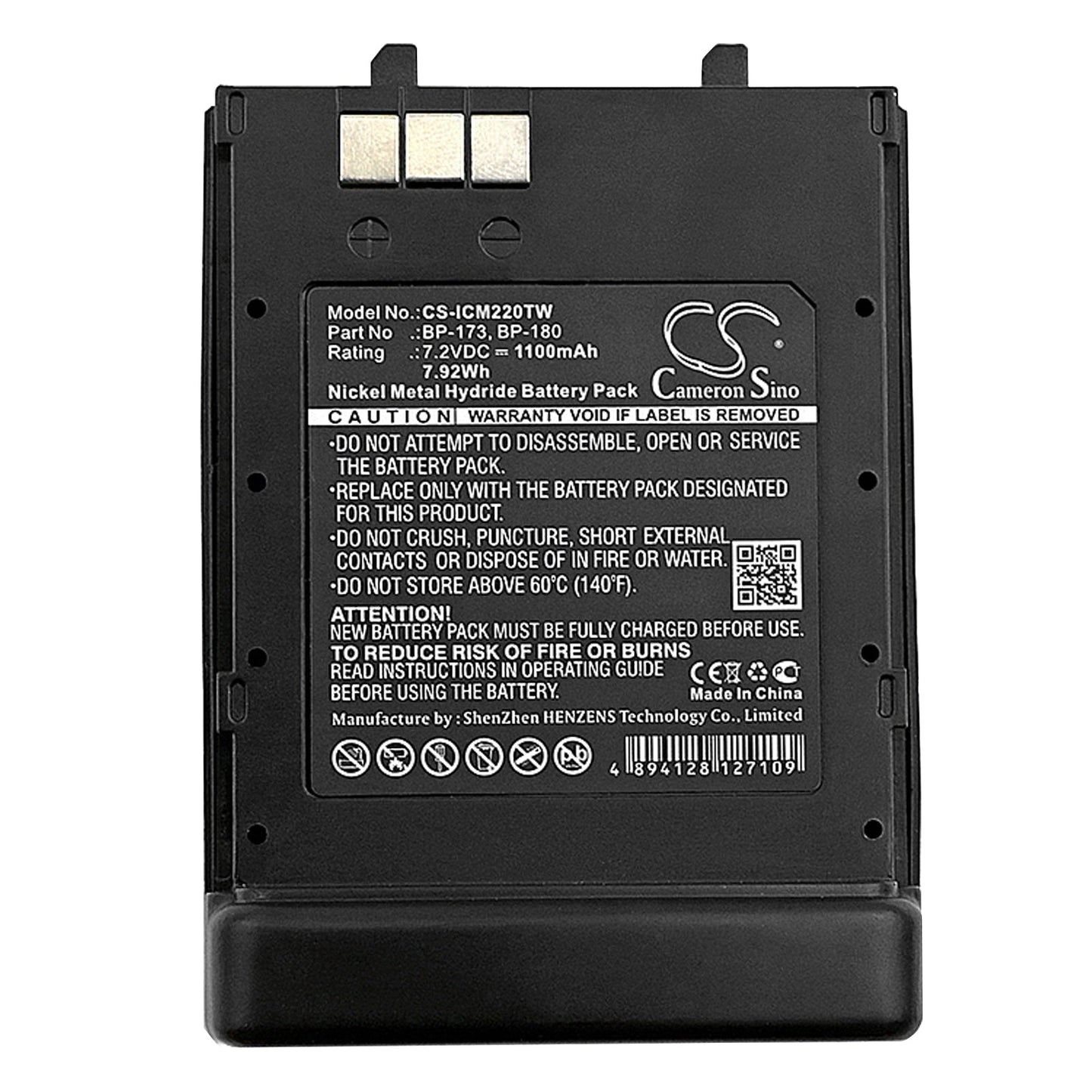 Replacement Battery for Icom  IC-12A – Two-Way Radio – 1100mAh / 7.92Wh / 7.2V