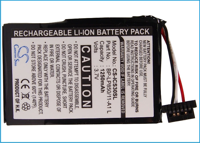 Replacement Battery for Navman  S30 – GPS, Navigator – 1250mAh / 4.63Wh / 3.7V